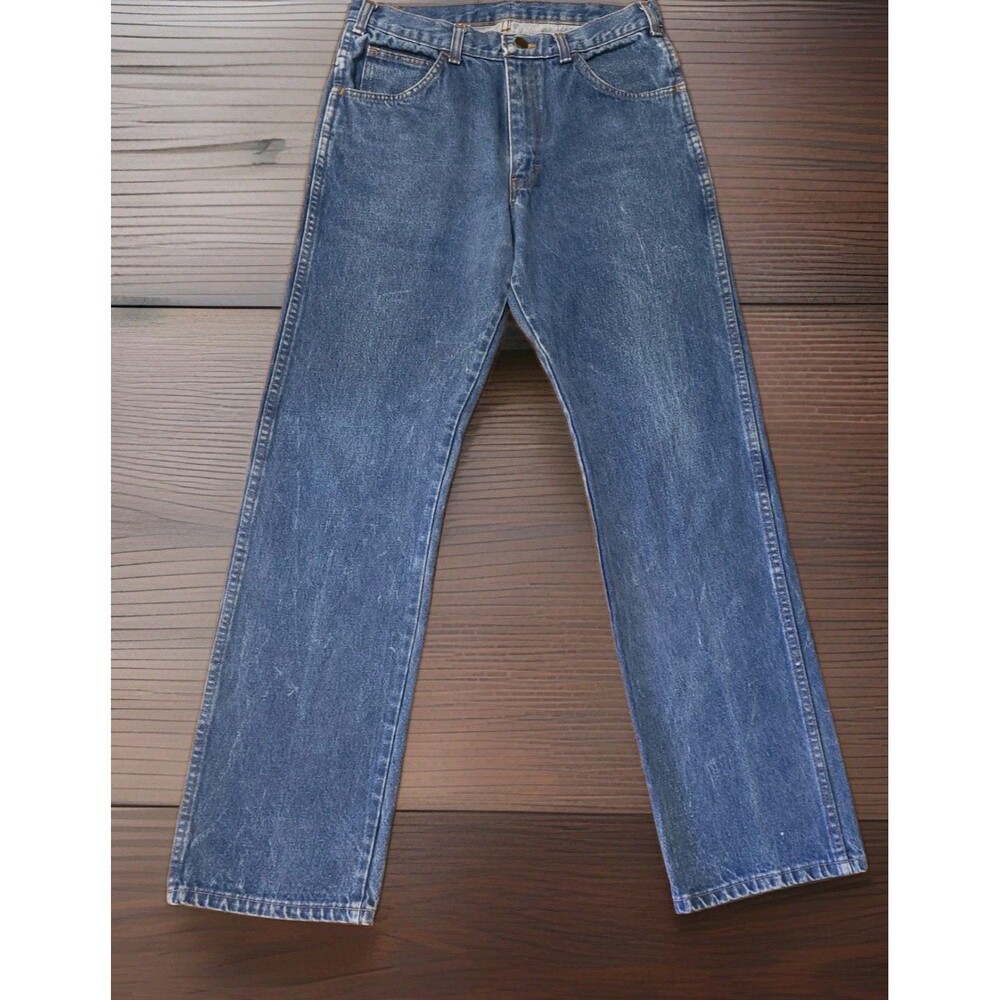 Vintage Rustler Jeans 33x32 Made In USA 1991 Rigid Cotton Blank Pocket Straight